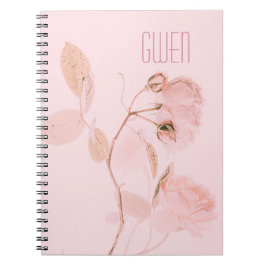 Caderno Espiral Floral Suave Rosa Personalizado