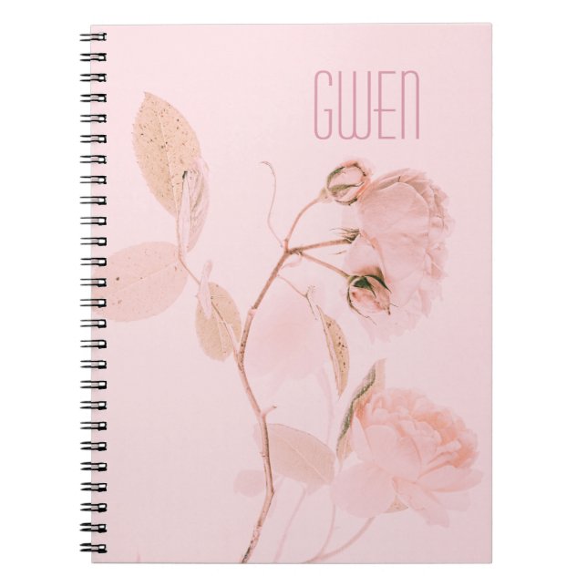 Caderno Espiral Floral Suave Rosa Personalizado (Frente)