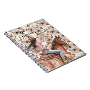 Caderno Espiral Floral Sudoeste de Cabelo Negro