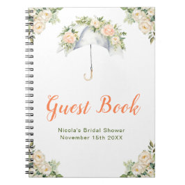 Caderno Espiral Floral Umbrella Bridal Shower Guest Book