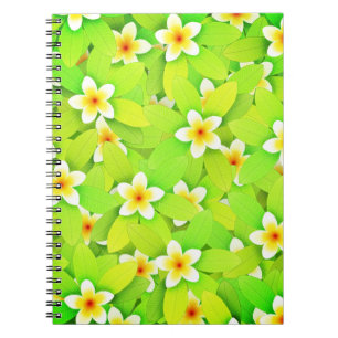 Caderno Espiral Floral Verde Deixa Flores Amarelas Padrão-61717