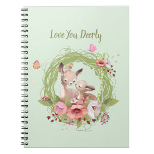 Caderno Espiral Floral Verde Rosa-Rosa-Cobra