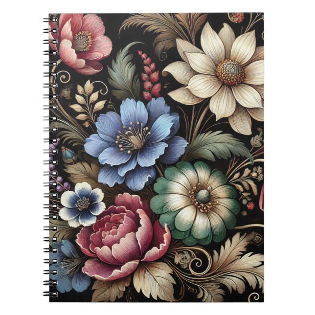 Caderno Espiral Floral Vintage (Frente)