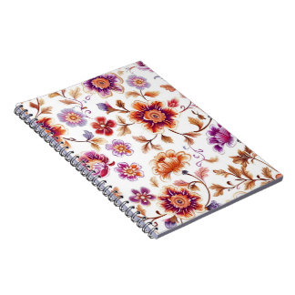Caderno Espiral Floral Vintage Elegante F