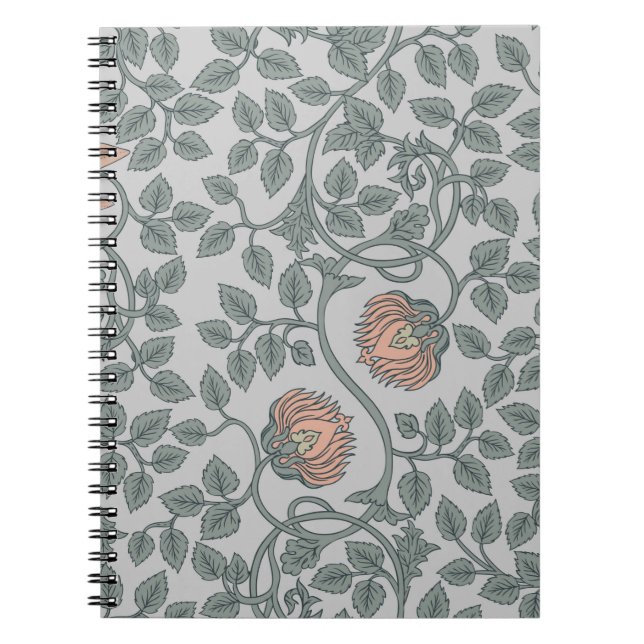 Caderno Espiral Floral vintage, padrão sem costura, papéis de pare (Frente)