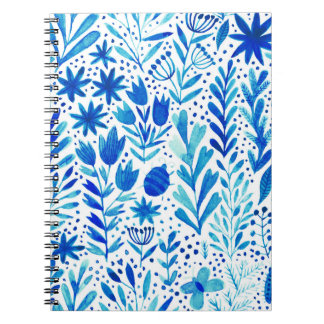 Caderno Espiral Floral Watercolor Plantas Textura Sem Costura