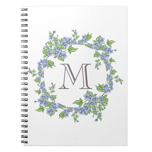 Caderno Espiral Floral Wreath Monograma (Frente)