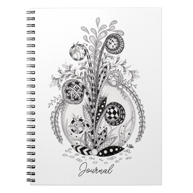 Caderno Espiral Florale Pflanze im Tangle Design -  (Frente)