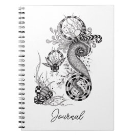 Caderno Espiral Florale Tangle Zeichnung -