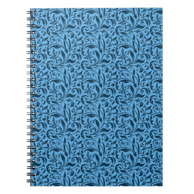 Caderno Espiral Floreio Azul-Notebook (Frente)