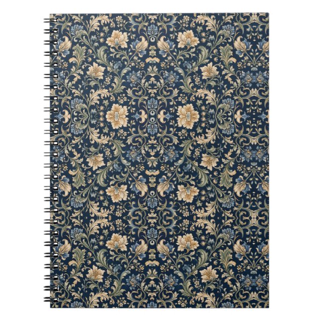 Caderno Espiral Floreio Botânico Fluido Elegante (Frente)