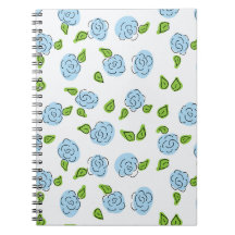 Flores Abertas Azuis Claro no Notebook Espiral Bra