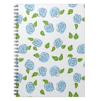 Caderno Espiral Flores Abertas Azuis Claro no Notebook Espiral Bra