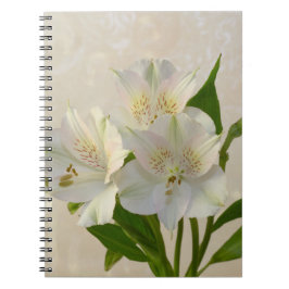 Caderno Espiral Flores Alstromeria Brancas