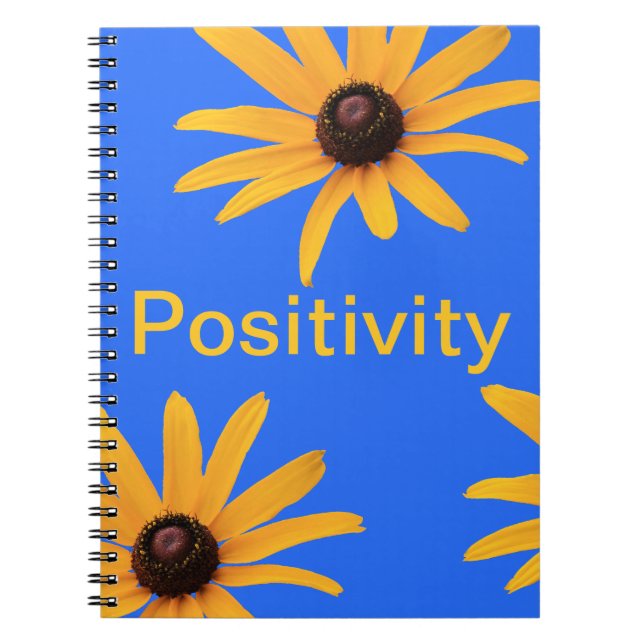 Caderno Espiral Flores Amarelas do Sol Brilhante no Azul Real (Frente)