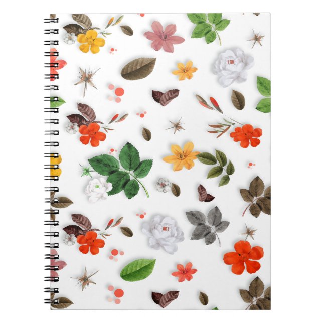 Caderno Espiral Flores Amarelas e Rosas Brancas 15 (Frente)