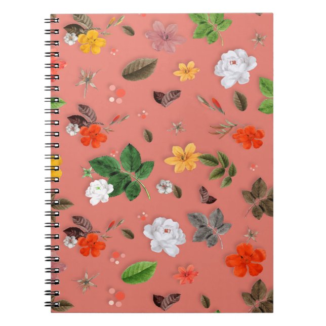 Caderno Espiral Flores Amarelas e Rosas Brancas 19 (Frente)