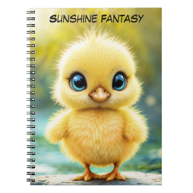 Caderno Espiral Flores amarelas primavera de pássaro doce (Frente)