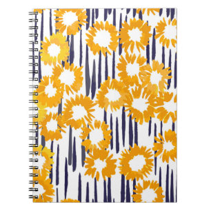 Caderno Espiral Flores Amarelas: Vintagem Pintada À Mão