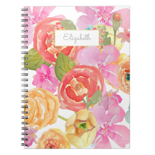 Caderno Espiral flores aquáticas modernas
