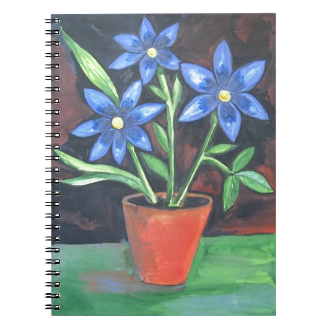 Caderno Espiral Flores Azuis (Frente)