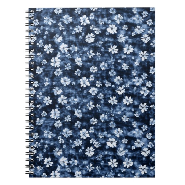 Caderno Espiral Flores Azuis Denim (Frente)