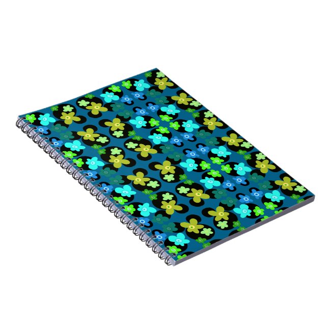 Caderno Espiral Flores azuis e verdes (Lado Direito)