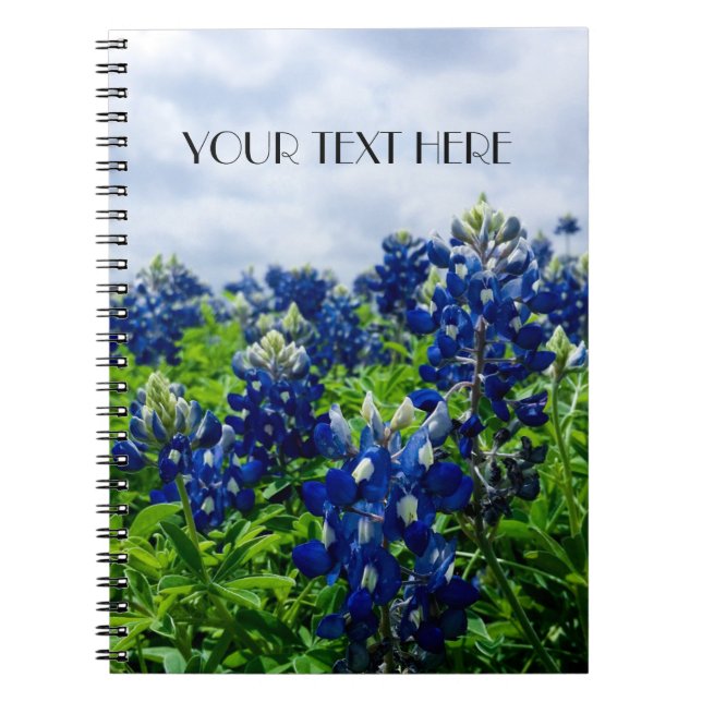 Caderno Espiral Flores Azuis Flores do Texas Floral (Frente)