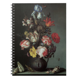 Caderno Espiral Flores Barrocas Antigas por Balthasar van der Ast