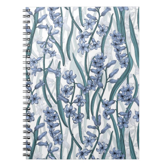 Caderno Espiral Flores Blue Hyacinth em branco (Frente)