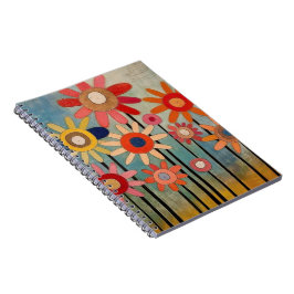 Caderno Espiral Flores Boêmias Coloridas