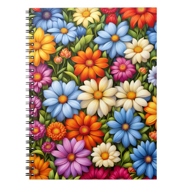 Caderno Espiral Flores Bonitas, Vividamente Coloridas, (Frente)