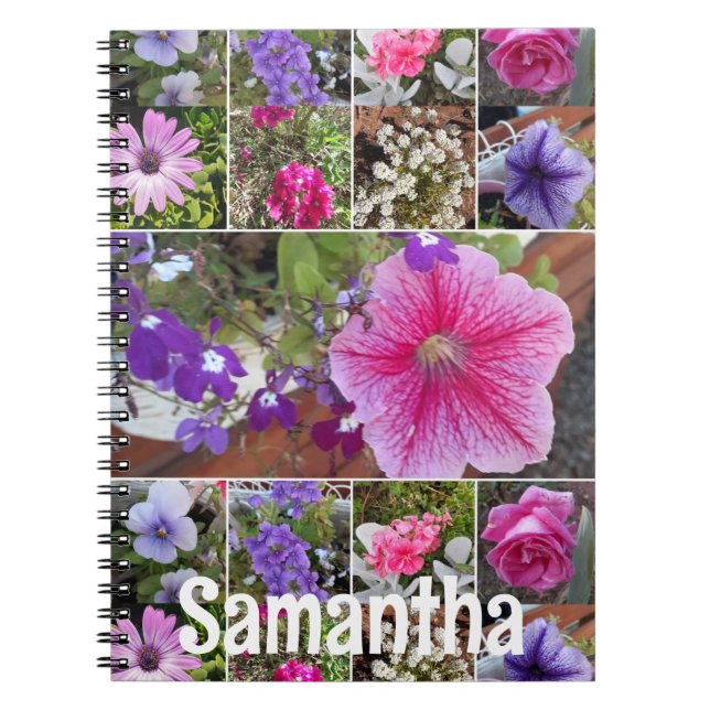 Caderno Espiral Flores Bonito de primavera, Petunia, Rosa Diário d (Frente)