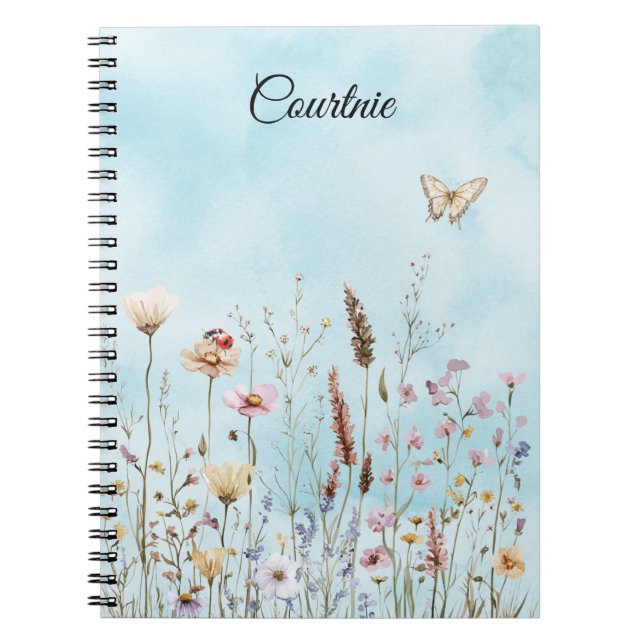 Caderno Espiral Flores Borboleta Ladybug Meadow (Frente)