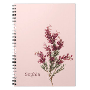 Caderno Espiral Flores Borgonha Personalizadas