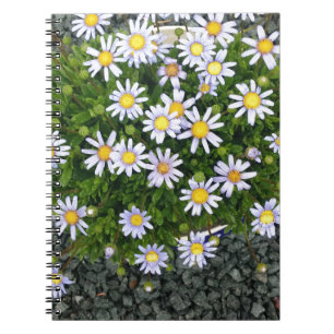 Caderno Espiral Flores brancas amarelas da Margarita com pérolas d