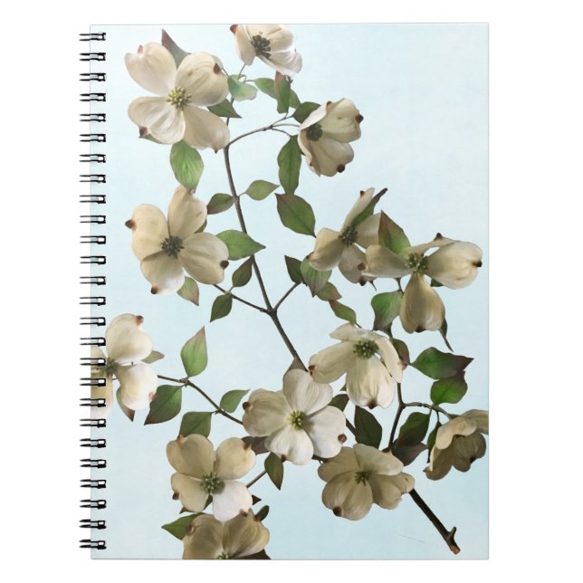 Caderno Espiral Flores Brancas Brilhantes De Dogwood (Frente)