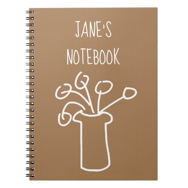 Caderno Espiral Flores brancas, contornos simples (Frente)