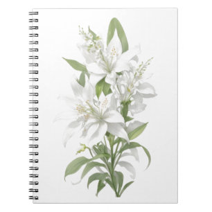 Caderno Espiral Flores brancas de lírio