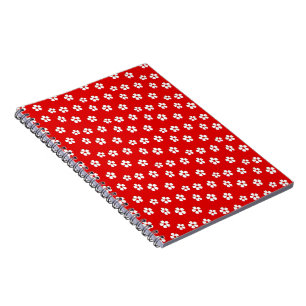 Caderno Espiral Flores brancas e bonitas em vermelho