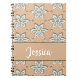 Caderno Espiral Flores brancas gravadas em bronzeado