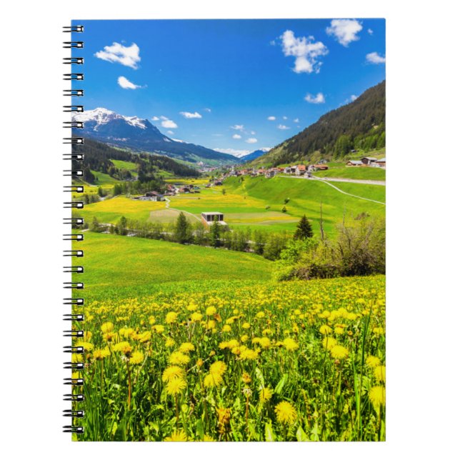 Caderno Espiral Flores | Cantão de Dandelion de Grisons, Suiça (Frente)
