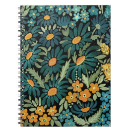 Caderno Espiral Flores chamomile desenhadas por mão aquosa