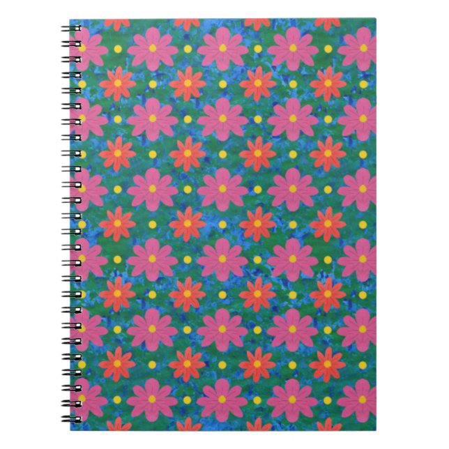 Caderno Espiral Flores Chic Rangoli e Notebook Espiral Bolinhas (Frente)