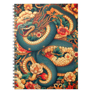 Caderno Espiral Flores cobra verdes