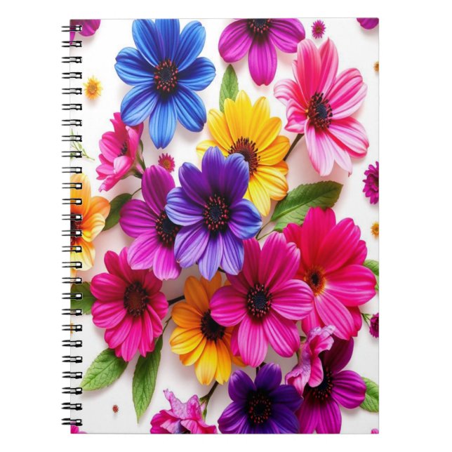 Caderno Espiral flores coloridas (Frente)