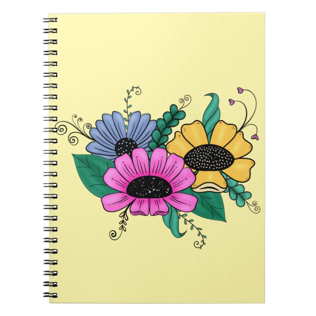 Caderno Espiral Flores Coloridas (Frente)