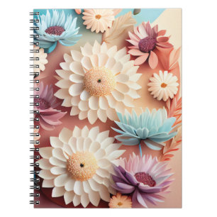 Caderno Espiral Flores Coloridas 3D