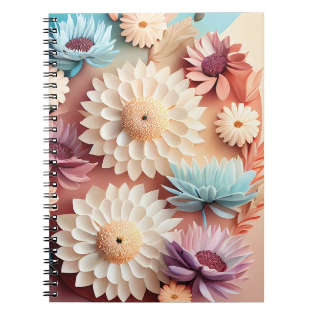 Caderno Espiral Flores Coloridas 3D (Frente)
