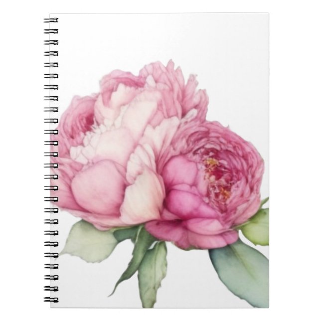 Caderno Espiral Flores cor-de-água cor-de-rosa penteados rosas ros (Frente)